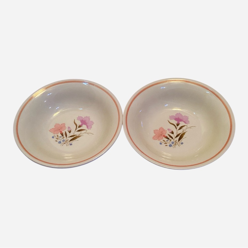 China Pearl Stoneware Cereal Soup Salad Bowls – Apricot Pattern Set of 2